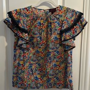 J.Crew flutter sleeve blouse with Liberty floral fabric — size Small